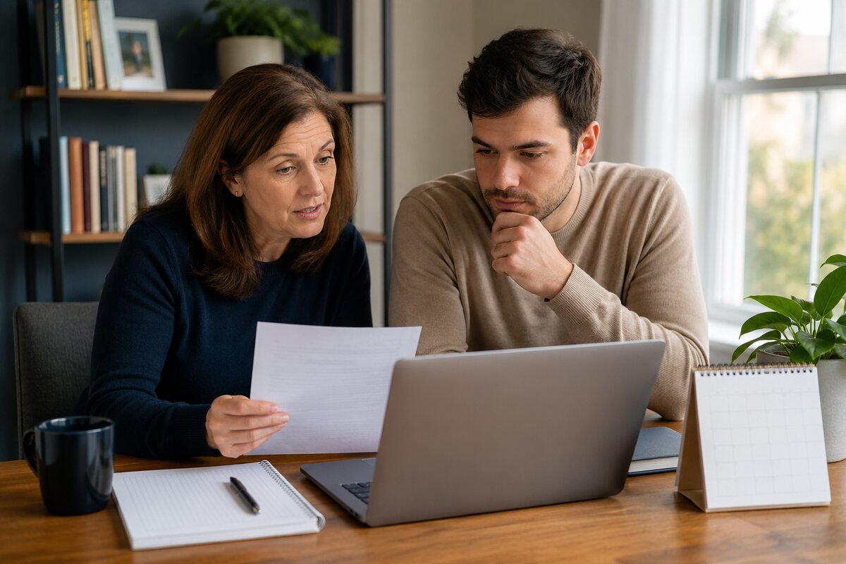 A mother helps an adult child who is not working create a job-search plan.
