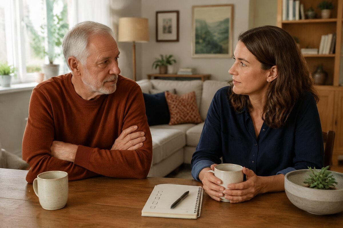 A father and adult daughter discuss how to stop enabling while staying supportive.